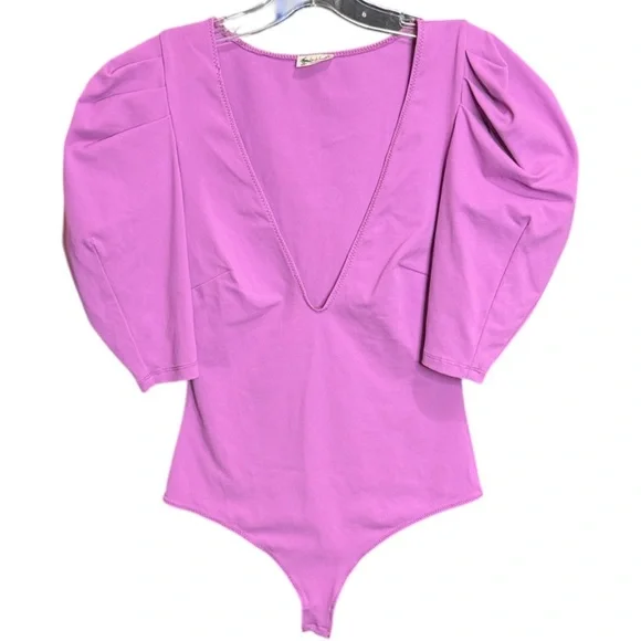 Free People Va Va Voop Bodysuit in Wildberry. Size XS - Picture 3 of 9